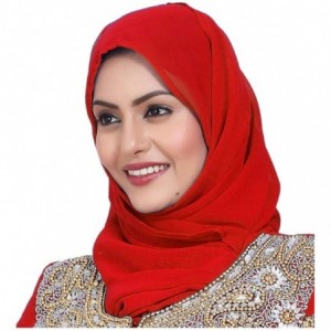 Balaclavas Women Faux Georgette Ethnic- Evening- Party- Handscarf Soft Neck Head Wraps Cap- Full Cover Hat - Red - C118A2ZICO...