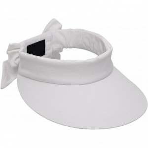 Visors Women's Packable Wide Brim SPF 50+ UV Protection Sun Visor Hat w/Bow - White - CT18CA8W8GO $29.25