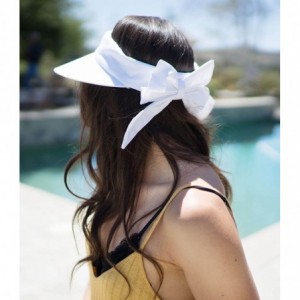 Visors Women's Packable Wide Brim SPF 50+ UV Protection Sun Visor Hat w/Bow - White - CT18CA8W8GO $29.60