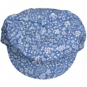 Newsboy Caps Denim Jeans Ladies Spring Summer Cap with Paisley Floral Pattern - Light Blue - C212O0ZEGQV $32.34