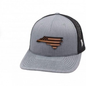Baseball Caps 'Midnight North Carolina Patriot' Black Leather Patch Hat Curved Trucker - OSFA/Black - Camo - CP18IGOQTX8 $53.24