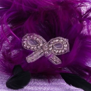 Sun Hats Womens Dress Church Kentucky Derby Wide Brim Feather Wedding Veil Sun Hat A265 - Purple - C911WUE2YMD $34.09