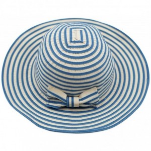 Sun Hats Women Beach Sun Hat Lightweight Cotton Stripe Hat with Inner String - Blue - CB18GQL64Q7 $23.95