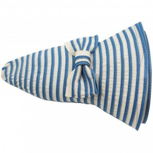 Sun Hats Women Beach Sun Hat Lightweight Cotton Stripe Hat with Inner String - Blue - CB18GQL64Q7 $26.75
