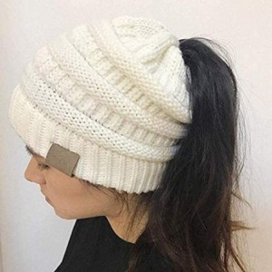 Skullies & Beanies Women Fashion Casual Crochet Knit Hats Skullies Beanie Hat Winter Warm Cap Skullies & Beanies - White - CA...