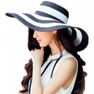 Sun Hats Women Straw Hat Sun Visor Sun Summer Beach Caps Wide Brim - Black - CV11ZAWLHAP $26.48