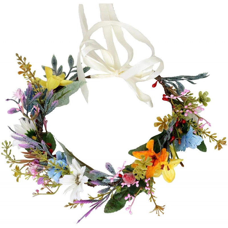 Headbands Flower Wreath Headband Floral Hair Garland Flower Crown Halo Headpiece Boho with Ribbon Wedding Party Photos - J - ...