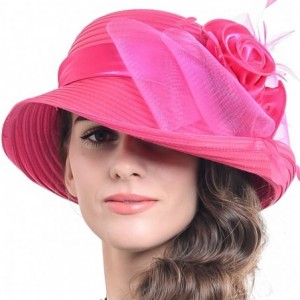 Sun Hats Church Hats for Women Tea Party Dress Hat for Ladies - Asymmetric Brim-rose - CU12NZHSVVJ $37.73