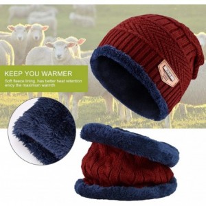 Skullies & Beanies BeanieHat Scarf Set Winter Warm Fleece Lined Skull Cap and Scarf for Men Women - Khaki - CL1887U063Q $18.37
