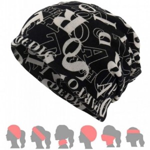 Skullies & Beanies Slouchy Beanie Hat Unisex Letter Print Scarf Casual Outdoor Convertible Skull Cap Windproof Hats - Black-4...