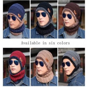 Skullies & Beanies Soft Thick Warm Hats Knitted Ski Skull Caps Winter Beanies with Scarf Set for Men and Women - Coffee - CV1...