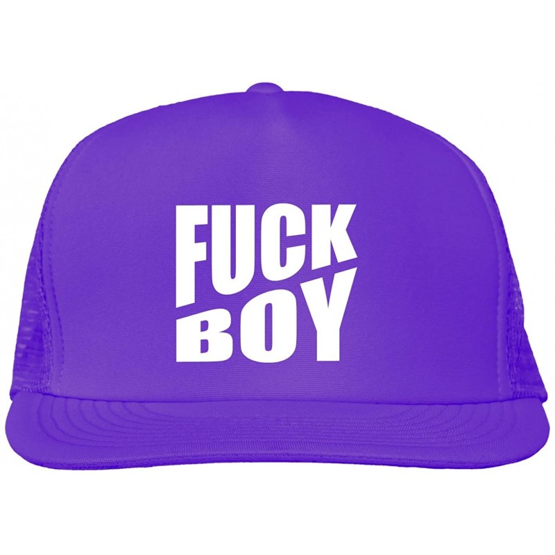 Baseball Caps Fuck Boy Bright neon Truckers mesh snap Back hat - Neon Purple - C011Y4VOH07 $37.38