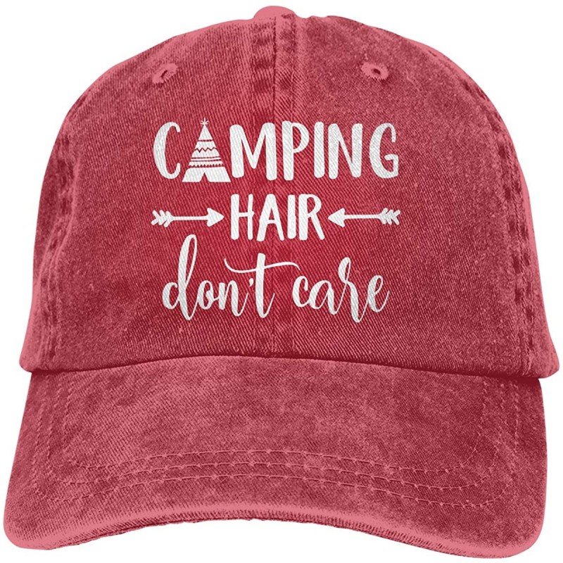Baseball Caps Unisex Camping Hair Don t Care 1 Vintage Jeans Baseball Cap Classic Cotton Dad Hat Adjustable Plain Cap - Red -...