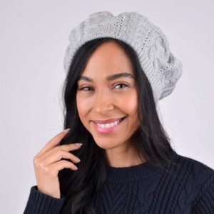 Skullies & Beanies Soft Lightweight Crochet Beret for Women Solid Color Beret Hat - One Size Slouchy Beanie - Silver - CH18KD...