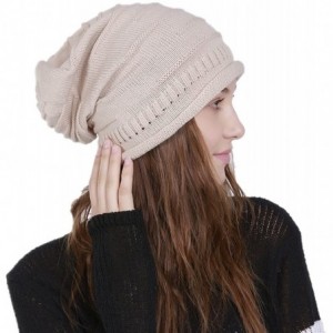 Skullies & Beanies Women Oversized Baggy Slouchy Winter Knit Beanie Hat Skull Caps - Beige - CM1898XA8EQ $32.84