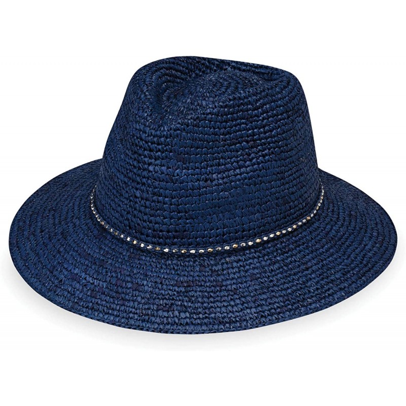 Sun Hats Women's Malibu Fedora Hat - Elegant Fedora- Modern Style- Designed in Australia. - Navy - CS18M46GQ9A $107.88