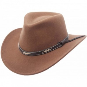 Cowboy Hats Santa Fe Crushable Wool Felt Outback Western Style Cowboy Hat - Pecan - CK18Z2I4EN0 $67.91