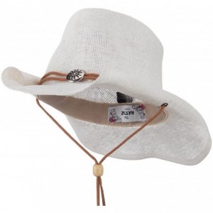 Cowboy Hats Fashion Straw Cowboy Hat with Chin Cord - White - C611E8U34G7 $26.45
