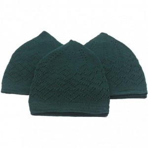 Skullies & Beanies 3X Islam Muslim Knit Cap Kufi Topi Prayer Hat Crochet Taqiyah Takke Skull Beanie - Green02 - CW183IENTYX $...