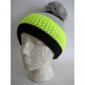 Skullies & Beanies Winter Ski Beanie Striped Fluorescent Hat M2013-5 - Black - C011ITS3UU9 $33.26