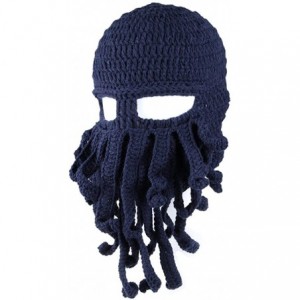 Skullies & Beanies Men's Head Barbarian Vagabond Beanie Original Foldaway Beard Octopus Pirate Hats Bearded Caps - Deep Blue ...