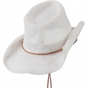 Cowboy Hats Fashion Straw Cowboy Hat with Chin Cord - White - C611E8U34G7 $53.53