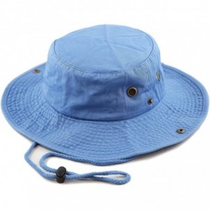 Sun Hats 100% Cotton Stone-Washed Safari Wide Brim Foldable Double-Sided Sun Boonie Bucket Hat - Skyblue - CS12NU9LITP $25.52