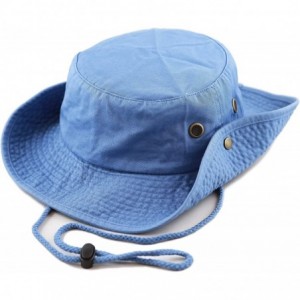 Sun Hats 100% Cotton Stone-Washed Safari Wide Brim Foldable Double-Sided Sun Boonie Bucket Hat - Skyblue - CS12NU9LITP $22.82