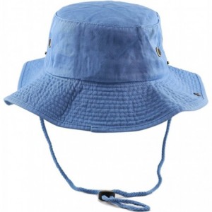 Sun Hats 100% Cotton Stone-Washed Safari Wide Brim Foldable Double-Sided Sun Boonie Bucket Hat - Skyblue - CS12NU9LITP $25.52