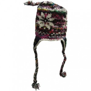 Skullies & Beanies Unisex Handmade Himalayan Wool Serpa Knitted Beanie Hat Cap with Ear Flaps - 4 - CV1809YWZ5U $39.22