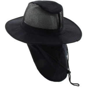 Sun Hats Wide Brim Bora Booney Outdoor Safari Summer Hat w/Neck Flap & Sun Protection - Black - CA183G8D0T7 $22.46