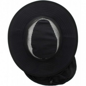 Sun Hats Wide Brim Bora Booney Outdoor Safari Summer Hat w/Neck Flap & Sun Protection - Black - CA183G8D0T7 $25.46