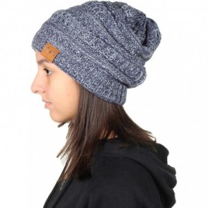 Skullies & Beanies Knit Beanie Trendy Warm Chunky Thick Soft Warm Winter Hat Beanie Skully - Denim/Grey - CL189LHE2IX $27.35