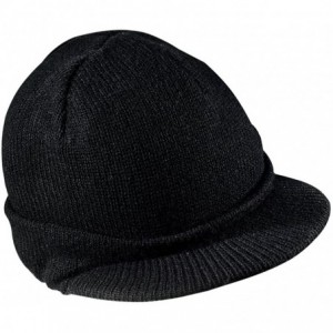 Skullies & Beanies Knit Hat with Bill DT603 - Black - C1111ZGXO9J $19.27