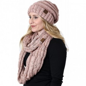 Skullies & Beanies Oversized Slouchy Beanie Bundled with Matching Infinity Scarf - A Confetti Indi Pink Design - CJ180D727MM ...