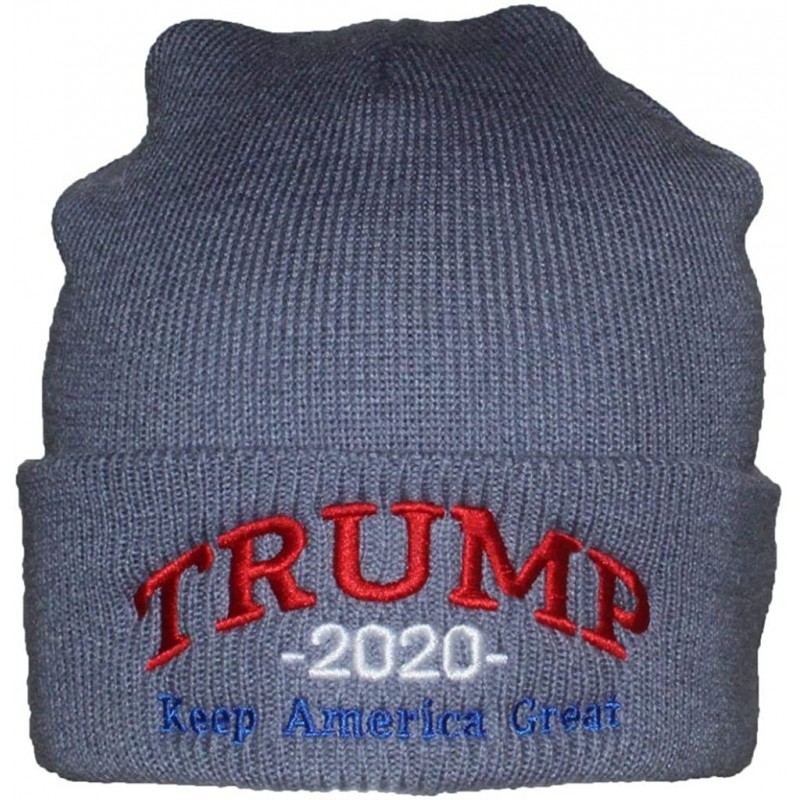 Skullies & Beanies Adult USA Made Embroidered Trump 2020 Keep America Great Beanie - Denim - CP18A9CTOAH $31.27
