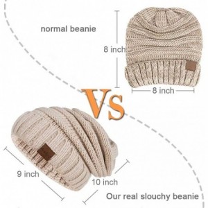 Skullies & Beanies Slouchy Beanie Hat for Women- Winter Warm Knit Oversized Chunky Thick Soft Ski Cap - Cuff Black+burgundy -...