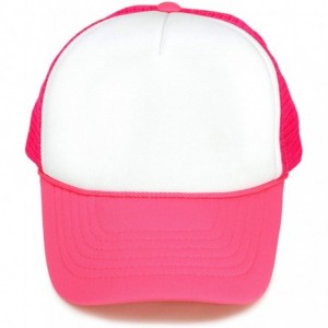 Baseball Caps Youth Mesh Trucker Cap - Adjustable Hat (S- M Sizes) - Neon Pink/White - C517AZIH74O $21.02