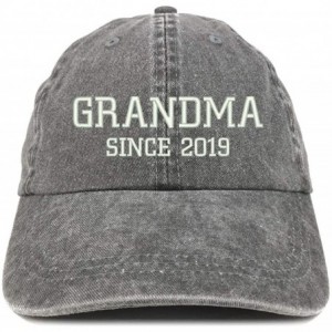 Baseball Caps Grandma Since 2019 Embroidered Washed Pigment Dyed Cap - Black - CR180OS3UM8 $37.04