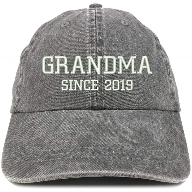 Baseball Caps Grandma Since 2019 Embroidered Washed Pigment Dyed Cap - Black - CR180OS3UM8 $33.12