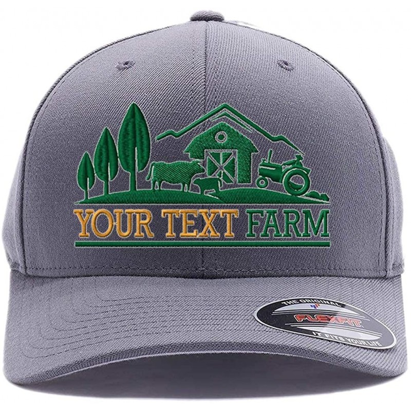 Baseball Caps Farm Logo with Your own Words Embroidered Flexfit 6477 Wool Blend hat. - Grey - C8180K7W7I0 $48.99
