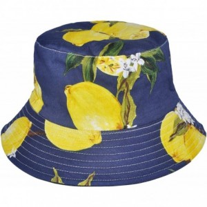 Bucket Hats Unisex Cute Print Bucket Hat Summer Fisherman Cap - Lemon - CH18TI8S8E3 $24.12