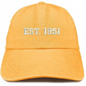 Baseball Caps EST 1951 Embroidered - 69th Birthday Gift Pigment Dyed Washed Cap - Mango - C4180R2MHST $32.28