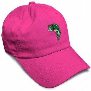 Baseball Caps Custom Soft Baseball Cap Fish Sea Bass Embroidery Dad Hats for Men & Women - Hot Pink - CY18SHIK2WQ $30.89