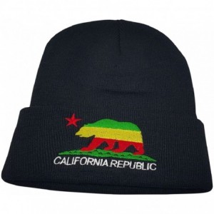 Skullies & Beanies Unisex California Republic Bear Cuffed Beanie Knit Hat Cap (One Size-) - Black/Jamaica - CW186UW2RGH $21.02