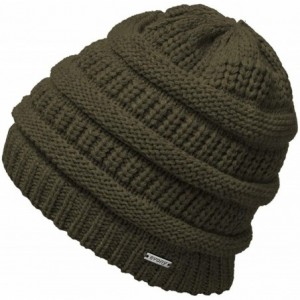 Skullies & Beanies Knitted Beanie Hat for Women & Men - Deliciously Soft Chunky Beanie - Olive Green - C1194E7M5OX $20.05