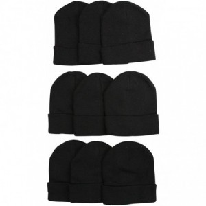 Skullies & Beanies Men's Soft Stretchy Beanies - 6-pack Black - CZ12HJW2ICL $32.67