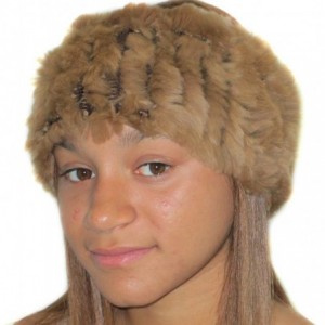 Cold Weather Headbands Rex Rabbit Elastic Headband & Neck Warmer - Camel - CV110D9UAXV $40.47