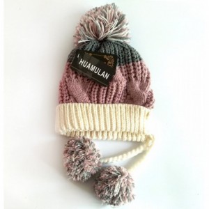 Skullies & Beanies Women Fleece Lined Winter Beanie Hat Ski Cap Ear Flaps Peruvian Dual Layered Pompoms - A05-ht016-pinkwhite...