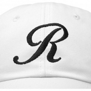 Baseball Caps Initial Hat Letter R Womens Baseball Cap Monogram Cursive Embroider - White - C718U6EWNG7 $24.25